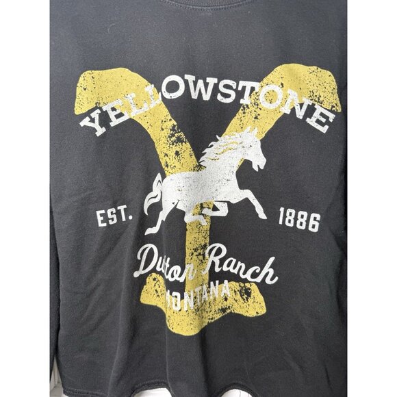 Yellowstone Dutton Ranch Cropped Sweatshirt Womens Large Black Long Sleeve - Picture 2 of 9